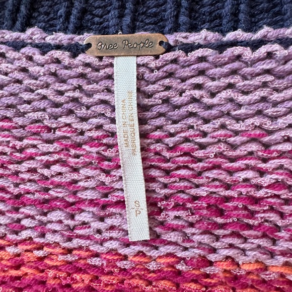 Free People Cropped Colorful Slouchy Cardigan, Rainbow - Picture 6 of 6